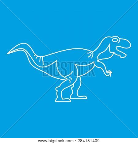 Tyrannosaur Icon Blue Outline Style Isolated Illustration. Thin Line Sign