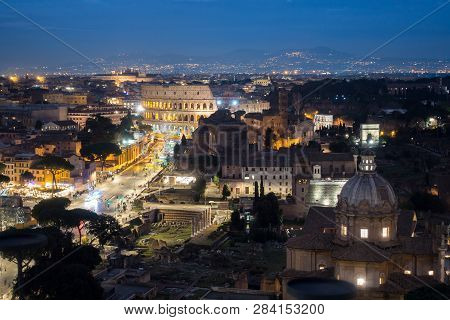 The Colosseum Or Coliseum, Flavian Amphitheatre In Rome, Italy