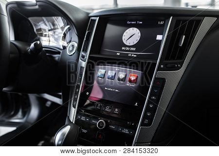 Details Of Stylish Car Interior, Leather Interior