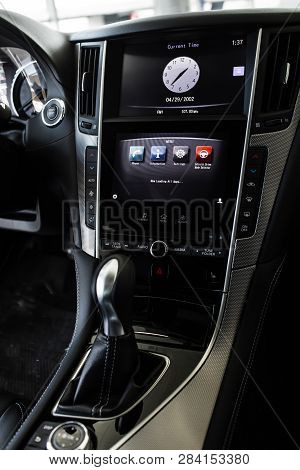 Details Of Stylish Car Interior, Leather Interior