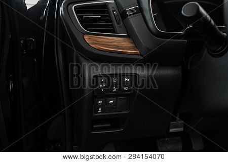 Details Of Stylish Car Interior, Leather Interior