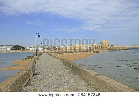 Passway To Castle Of San Sebastian In Cadiz