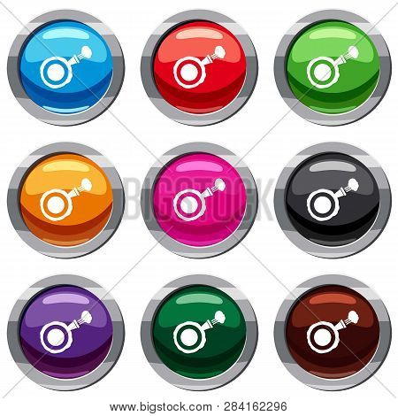 Whoopee Cushion Set Icon Isolated On White. 9 Icon Collection Illustration