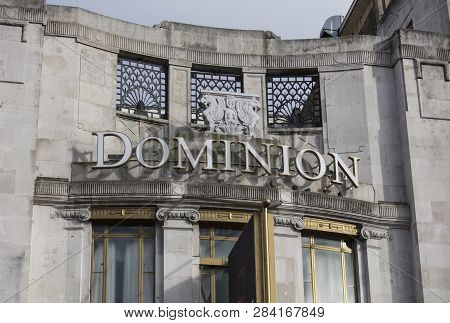West End, London, Uk, 7th February 2019, Sign For The Dominion Theatre