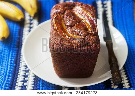 Homemade Buckwheat Banana Cake With Honey Glaze. Gluten Free Baking.