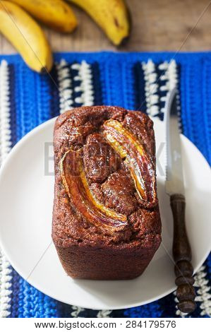 Homemade Buckwheat Banana Cake With Honey Glaze. Gluten Free Baking.