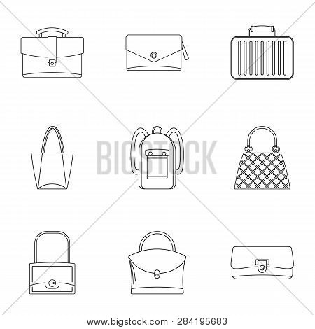 Different Bagage Icon Set. Outline Style Set Of 9 Different Bagage Icons For Web Isolated On White B