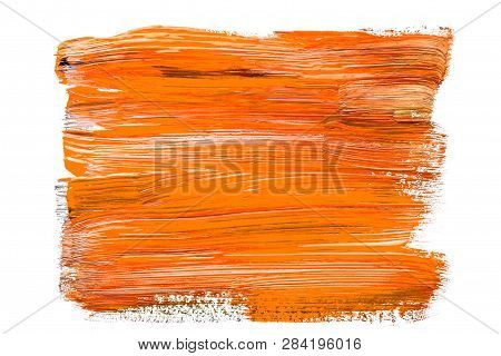 Abstraction For Background, Rectangular Pattern With Orange Paint On White Isolated Background