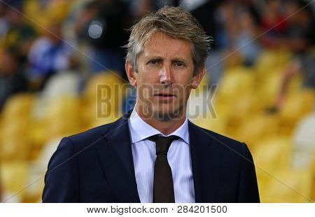 Kyiv, Ukraine - August 28, 2018: Afc Ajax Ceo Edwin Van Der Sar Looks On During The Uefa Champions L