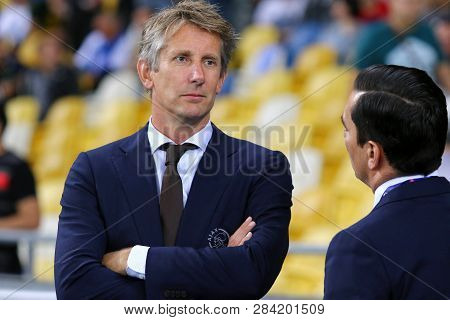 Kyiv, Ukraine - August 28, 2018: Afc Ajax Ceo Edwin Van Der Sar Looks On During The Uefa Champions L