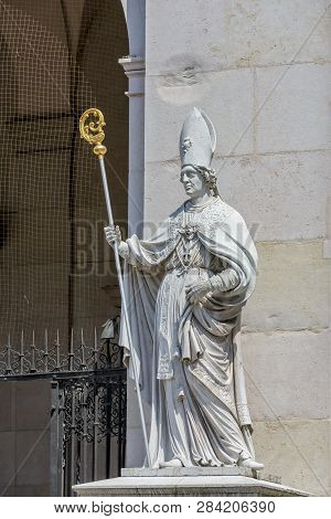 Saint Vergilius Statue At Salzburg Cathedral (salzburger Dom) In Austria