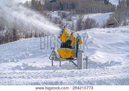 Snowmaking With Snow Cannons In Park City Utah