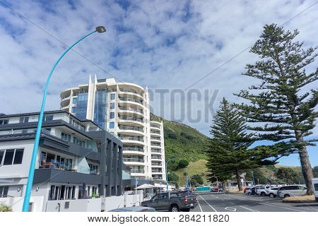 Mount Maunganui New Zealand - February 8 2019:apartment Buildings On Mount Maunganui Marine Parade W