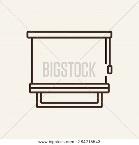 Blind With Lamp Line Icon. Onstructors Table With Lamp On White Background. Architecture Concept. Ve