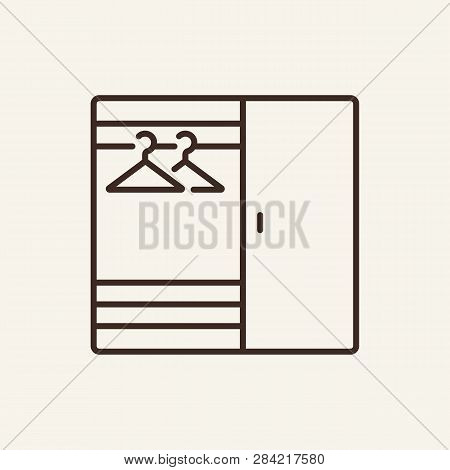 Wardrobe Line Icon. Dressing Chiffonier On White Background. Home Interior Concept. Vector Illustrat