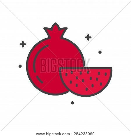 Pomegranate Line Icon On White Background For Graphic And Web Design, Modern Simple Vector Sign. Int