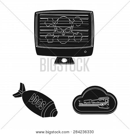 Vector Illustration Of Virus And Secure Logo. Set Of Virus And Cyber Vector Icon For Stock.