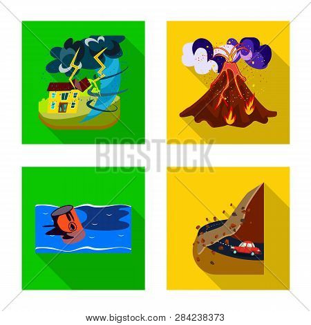 Vector Illustration Of Collapse And Environment  Sign. Collection Of Collapse And Distress Stock Sym