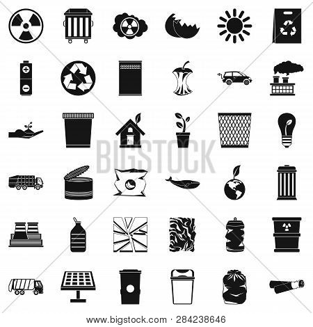 Recycling Icons Set. Simple Style Of 36 Recycling Icons For Web Isolated On White Background