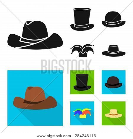 Vector Illustration Of Clothing And Cap Logo. Set Of Clothing And Beret Vector Icon For Stock.