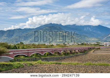 landscape of Er Ceng Ping Shui Bridge at Luye, Taitung, Taiwan