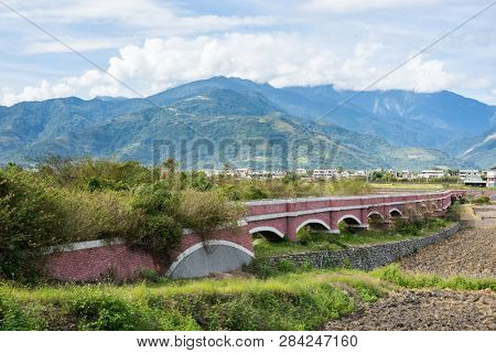 landscape of Er Ceng Ping Shui Bridge at Luye, Taitung, Taiwan