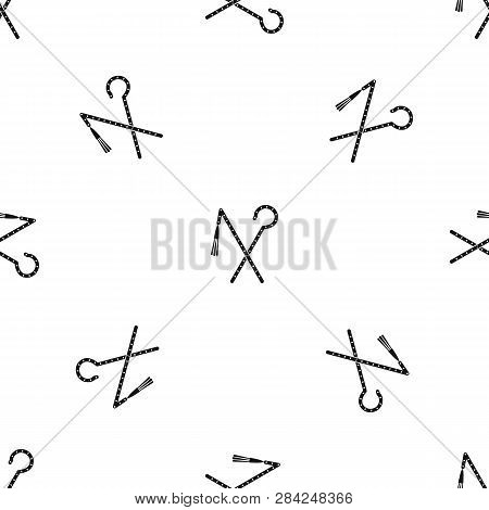 Rod And Whip Of Pharaoh Pattern Repeat Seamless In Black Color For Any Design. Geometric Illustratio