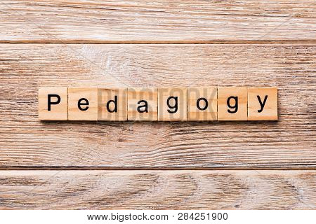 Pedagogy Word Written On Wood Block. Pedagogy Text On Wooden Table For Your Desing, Concept