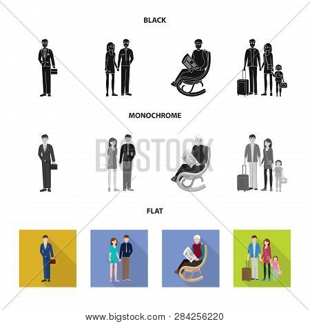 Vector Design Of Character And Avatar  Logo. Set Of Character And Portrait Stock Vector Illustration