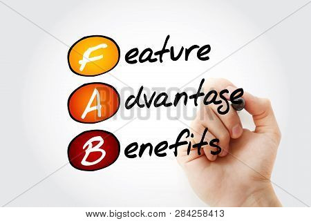 Fab - Feature Advantage Benefits Acronym With Marker, Business Concept Background