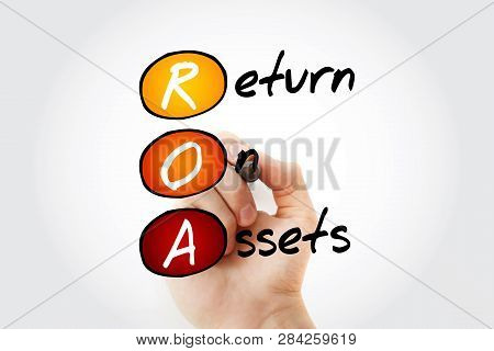 Roa - Return On Assets Acronym With Marker, Business Concept Background