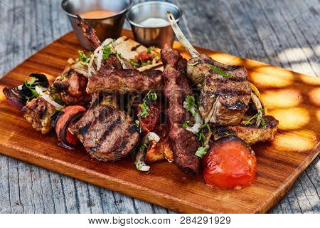 grilled lamb chops served outdoors