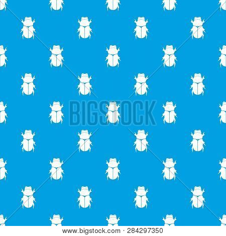 Chafer Beetle Pattern Repeat Seamless In Blue Color For Any Design. Geometric Illustration