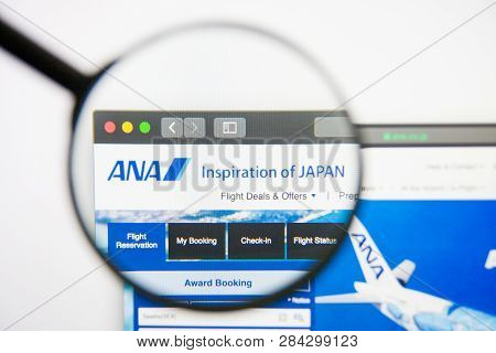 Los Angeles, California, Usa - 14 February 2019: All Nippon Airways Website Homepage. All Nippon Air