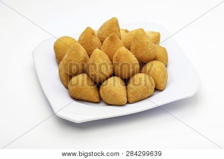 Brasilian snack coxinha, dried meat with cheddar