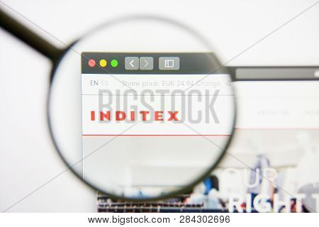 Los Angeles, California, Usa - 14 February 2019: Inditex Website Homepage. Inditex Logo Visible On M