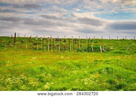 Old Cemetery Graveyard On Andoya, Norway, Europe