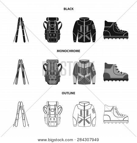 Vector Illustration Of Mountaineering And Peak Icon. Collection Of Mountaineering And Camp Vector Ic