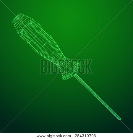 Crosshead Screwdriver. Handyman Tool For Home Repair. Maintenance Themed Abstract Model Wireframe Lo