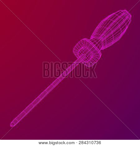 Crosshead Screwdriver. Handyman Tool For Home Repair. Maintenance Themed Abstract Model Wireframe Lo