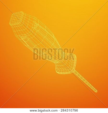 Crosshead Screwdriver. Handyman Tool For Home Repair. Maintenance Themed Abstract Model Wireframe Lo