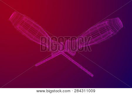 Crosshead Screwdriver. Handyman Tool For Home Repair. Maintenance Themed Abstract Model Wireframe Lo