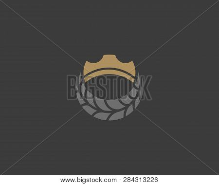 Crown Tire Logotype. Auto Tyre Cogweel King Vector Logo.