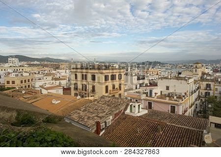 White Houses Around The Town Of Ibiza