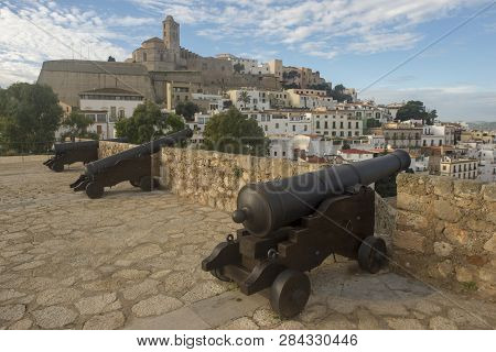 Old Cannons In The Medieval Village Of Ibiza