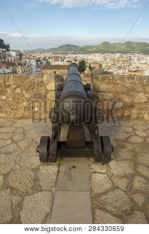 Old Cannons In The Medieval Village Of Ibiza