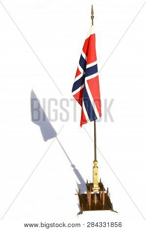 The Homemade Brass Base Constructed On A Metal Lath Displays A Norwegian Flag.