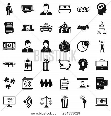 Conformity In Work Icons Set. Simple Style Of 36 Conformity In Work Icons For Web Isolated On White 