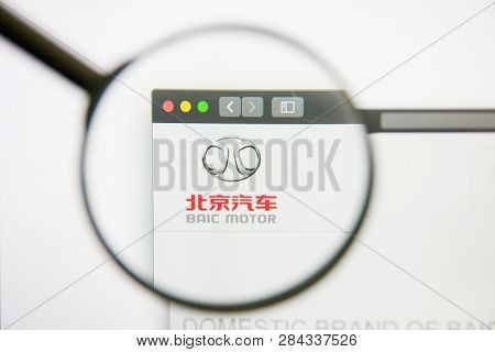 Los Angeles, California, Usa - 14 February 2019: Baic Motor Website Homepage. Baic Motor Logo Visibl