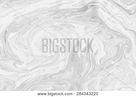 Suminagashi Marble Texture Hand Painted With Grey Ink. Digital Paper 901 Performed In Traditional Ja